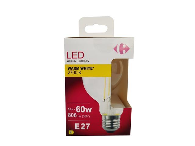 Bec LED Carrefour, E27, 860 lm, 2700 K, 5.9 W (60 W)
