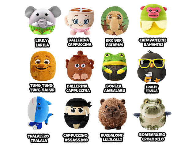 Breloc de plus surpriza, Brainrot, Mini Super Squeeshy, 10 cm