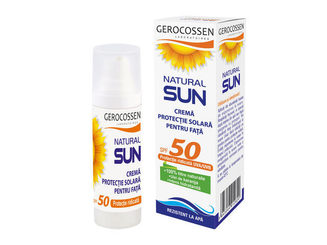 Gerocossen Natural Sun Crema Fata Fps 50 30 ML Flacon Airless 100% Protectie Naturala