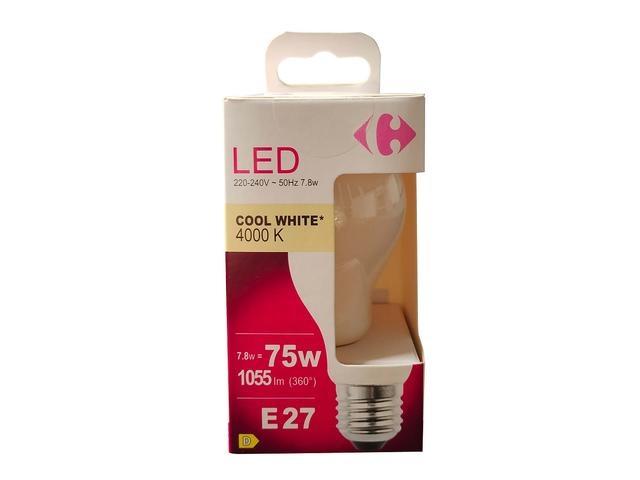 Bec LED Carrefour, E27, 75 W, 1055 lm, 4000 K, Alb rece