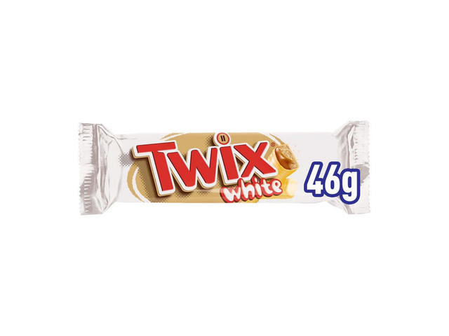 Baton cu biscuite si caramel invelit in ciocolata alba Twix, 46 g