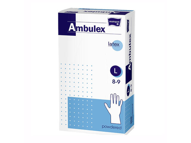 Ambulex Matopat manusi examinare nesterile, din  latex,  100 de bucati, marimea L