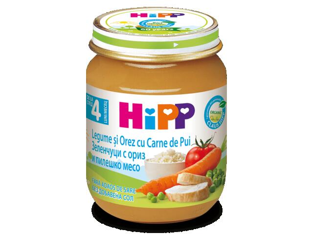 Meniu Eco Hipp Pui, Legume si Orez 125 g