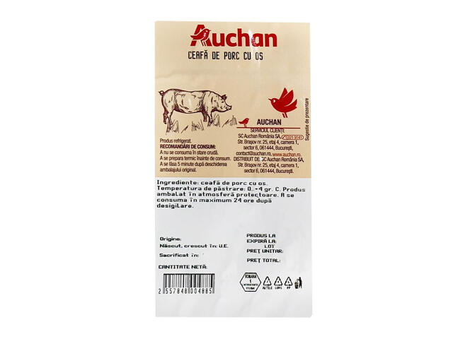 Ceafa de porc cu os feliat Auchan, atm, +/- 1 kg