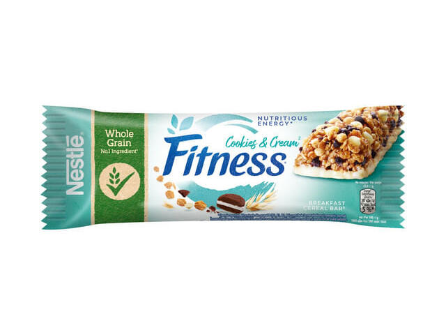 Baton de cereale cu crema cu lapte Fitness Cookies & Cream, 23.5 g