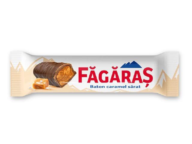 Baton cu 82% caramel sarat si glazura de cacao Fagaras 40g