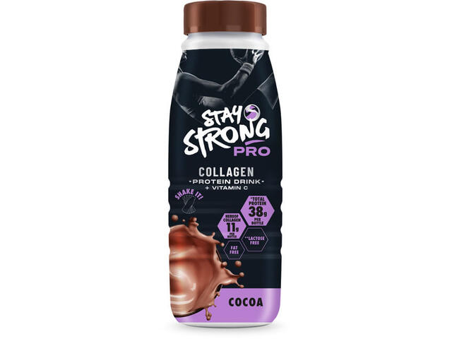 Bautura proteica cu cacao Stay Strong Pro Collagen, 500 ml
