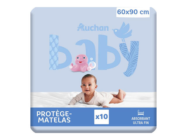Aleze Auchan Baby, 60 x 90 cm, 10 bucati