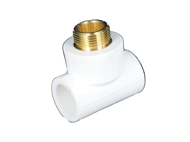 Teu PPR 25 mm Supratherm, 3/4", filet exterior, alb