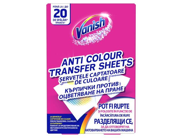 Servetele anti-transfer de culoare Vanish 20 bucati