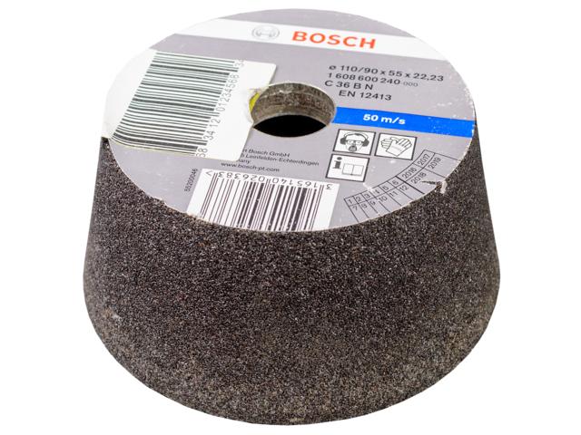 Oala de slefuit conica pentru piatra Bosch, 110 mm, granulatie 36
