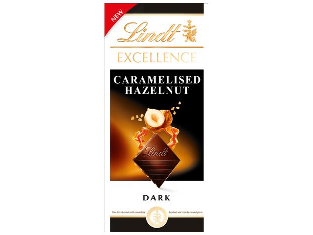 Lindt Excellence tableta ciocolata neagra cu alune de padure caramelizate 100g