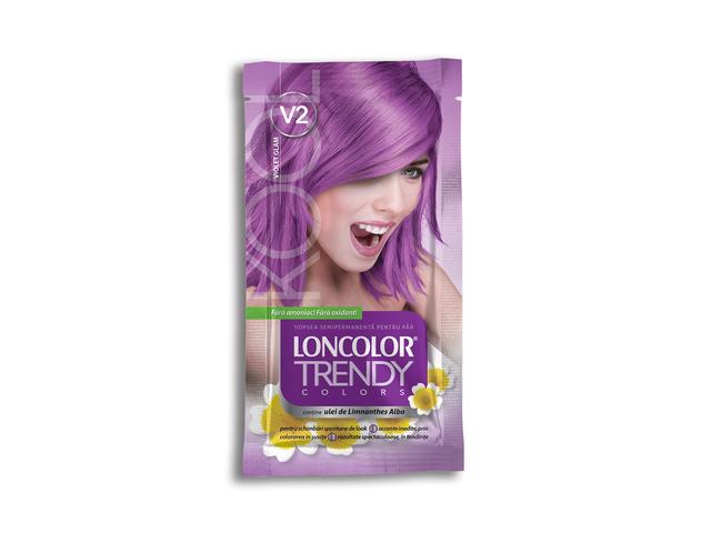 Vopsea de par semi-permanenta fara amoniac Loncolor Trendy Colors V2 Violet Glam, 50 ML