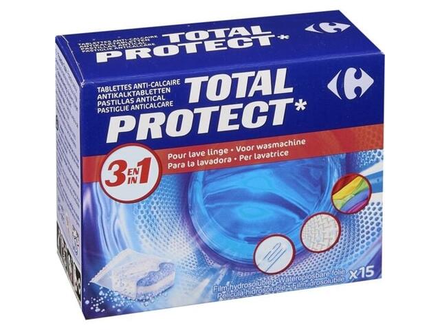 Tablete anticalcar Carrefour Expert Protect 3in1, 15 bucati x12g (180g)