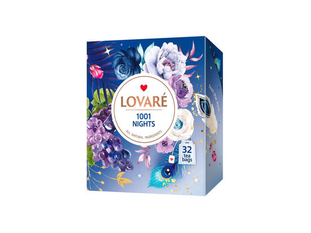 Amestec de ceai negru, ceai verde, plante si fructe Lovare 1001 Nights, 32 pliculete