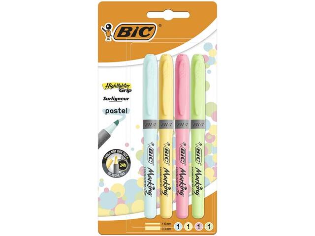 Evidentiator Brite Liner Grip Pastel Bl/4 - Bleu, Galben Pal, Roz Pal, Lime