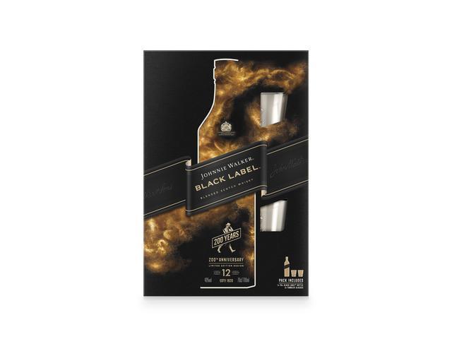 Pachet Whisky Johnnie Walker Black Label, 40%, 0.7L + 2 Pahare