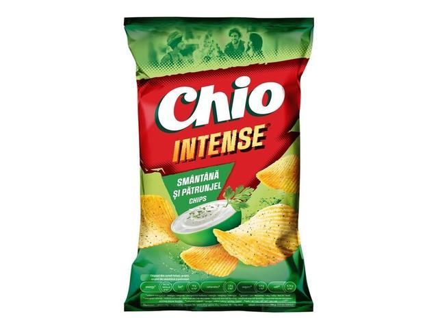 Chipsuri ondulate din cartofi cu gust de Smantana Si Ierburi 130G Chio Intense