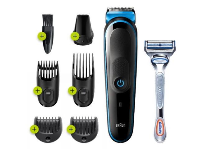 Kit de ingrijire multifunctional 7-in-1 Braun MGK3242, 4 piepteni, Autonomie 80 min + Aparat de ras Gillette SkinGuard