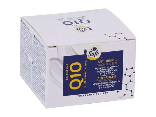 Crema de fata Carrefour Soft Q10 Anti-rid, pentru noapte, cu Acid Hialuronic 50 ML