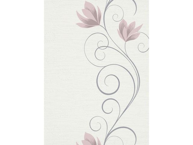 Tapet modern Erisman 1000905, bej cu flori roz, vinil, 0.53 x 10 m
