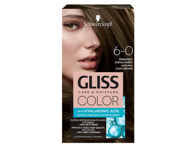 Vopsea de par Schwarzkopf Gliss Color 6-0 Saten Deschis Natural, 142 ML