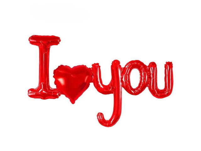 Balon din folie metalizata, model I Love You, 54 x 97 cm, rosu