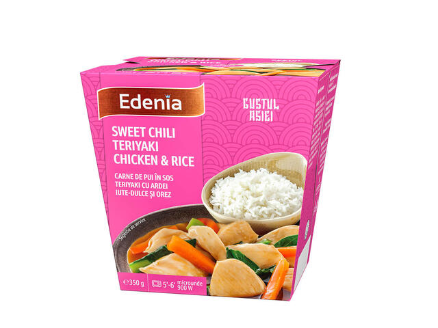 Edenia pui teriyaki cu orez jasmine si ardei iute 350g