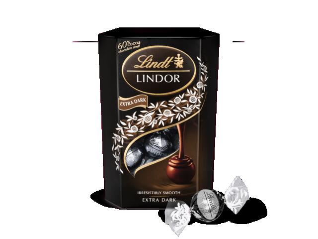 Bomboane de ciocolata amaruie cu umplutura cremoasa Lindor 200 g Lindt