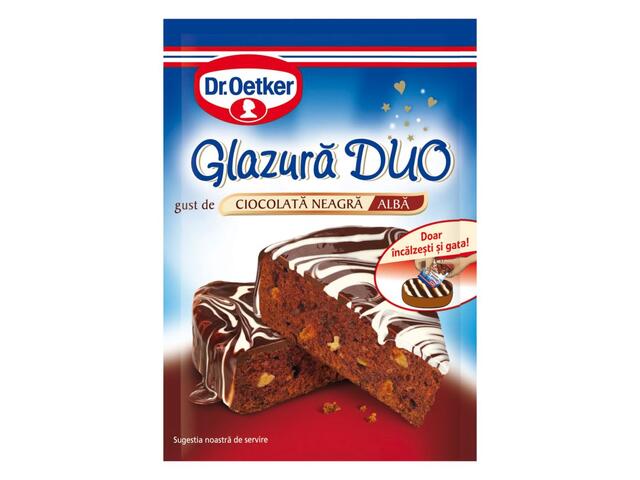 Dr. Oetker Glazura Duo cu gust de ciocolata neagra si alba 100g