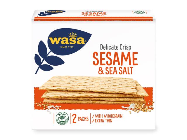 Gustare crocanta, felii delicate WASA Susan si Sare de Mare, 190g