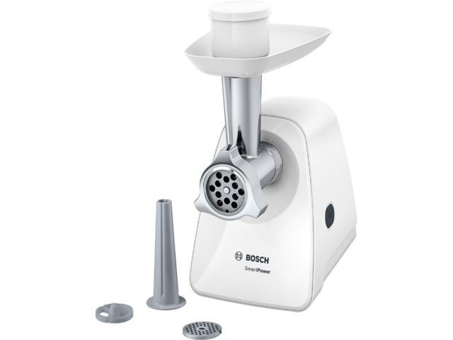 Masina de tocat carne Bosch MFW2510W, 1500 W, 2 site, 1.7 kg/min, accesoriu pentru carnati, Alb