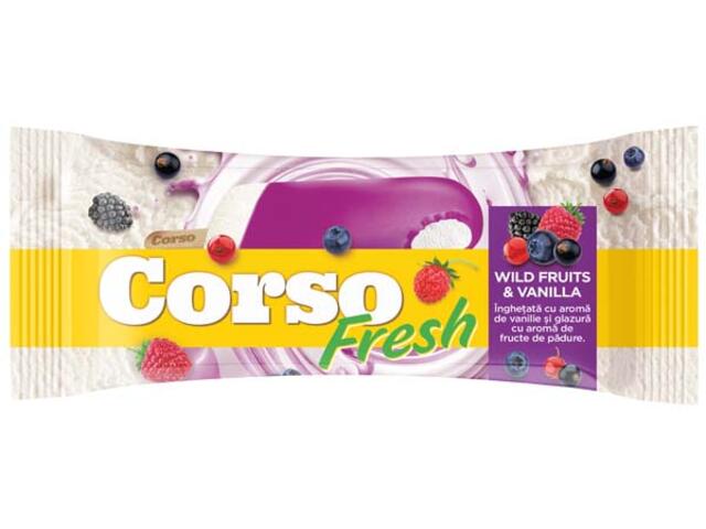Inghetata Cu Aroma De Vanilie Si Glazura Cu Aroma De Fructe De Padure 100ml Corso Fresh