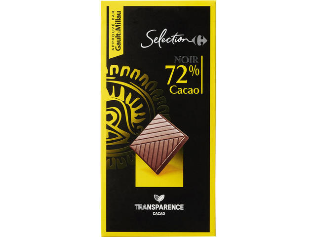 Ciocolata neagra 72%cacao Carrefour Selection 80g