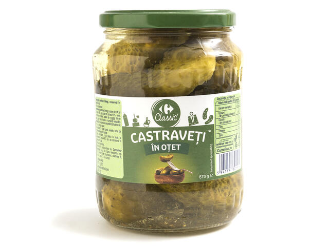 Castraveti intregi, conservati in otet (6-9 cm) 670G Carrefour Classic