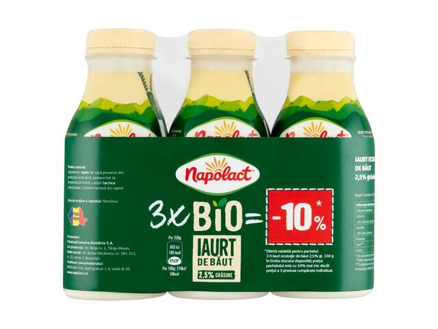 Pachet Iaurt de Baut Eco 2.5% grasime 3x330g Napolact Bio
