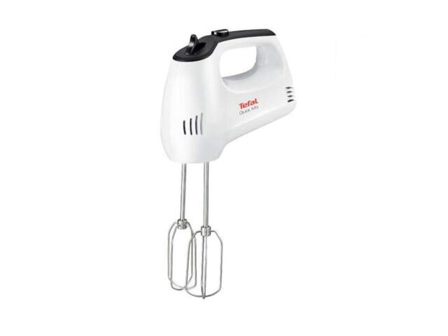 Mixer de mana Tefal HT310138, 300W, 5 Viteze, Functie Turbo, 2 Accesorii pentru aluat, 2 teluri, Alb