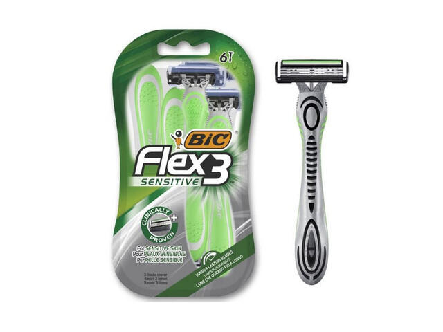 Aparat de ras BIC Flex 3 Sensitive, 3 lame, gri-verde