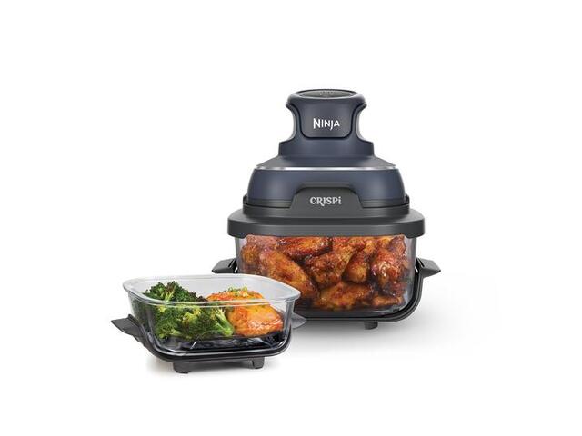 Friteuza cu aer cald Ninja CRISPi 4in1 FN101, PowerPod 1700W, 3.8L/1.4L, 2 recipiente sticla termorezistenta TempWare, 2 placi cu invelis ceramic Crisper Plate, 2 capace pentru depozitare (Albastru)