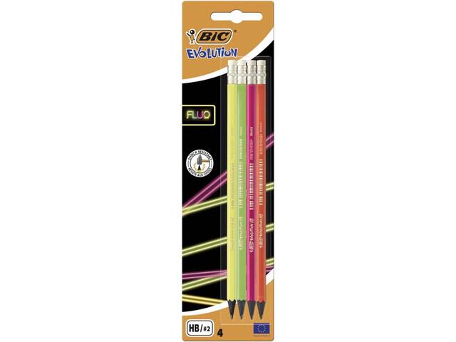Set 10 creioane grafit cu radiera BIC Evolution Pastel