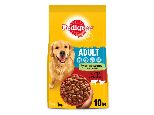 Pedigree hrana uscata cu vita si pasare pentru caini adulti 10 kg