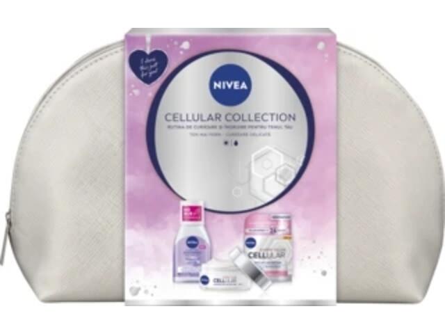 Set cadou Nivea Cellular Collection: crema de zi Hyaluron Filler FPS15 50 ML + mini apa micelara pentru ten sensibil, 100 ML