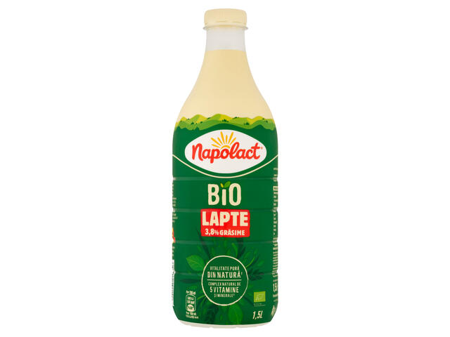 Lapte de consum integral BIO Napolact, 3.8% grasime, 1.5 l