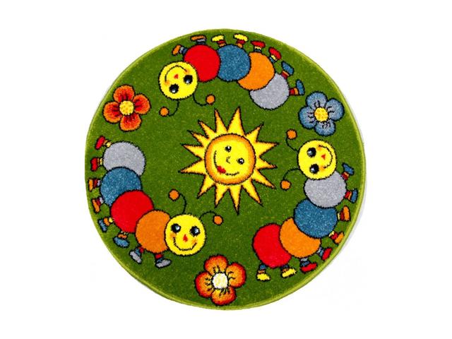 Covor rotund Kolibri, polipropilena friese, model modern multicolor cu omide, diametru 67 cm