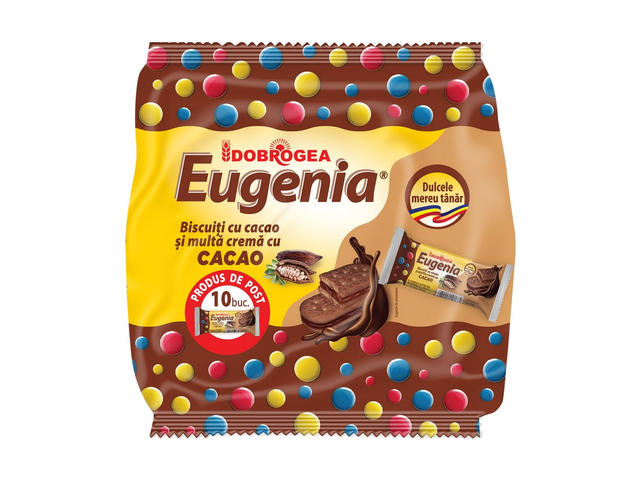 Biscuiti Eugenia Dobrogea cu multa crema de cacao, 10 bucati