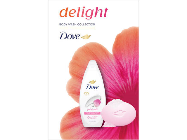 Set pentru cadou Dove Delight: gel de dus, 250 ml si sapun solid, 90 g