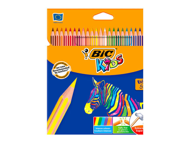 Set 24 creioane de colorat BIC Evolution Stripes