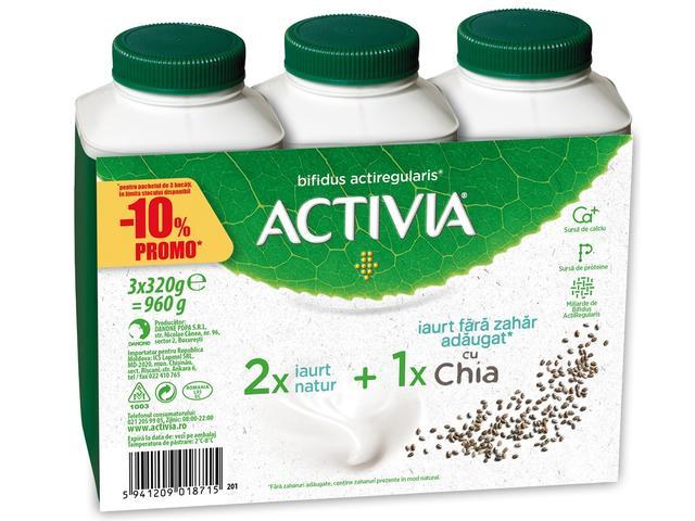 Activia Pachet Iaurt de Baut 2xNature si 1xChia, 3x320g