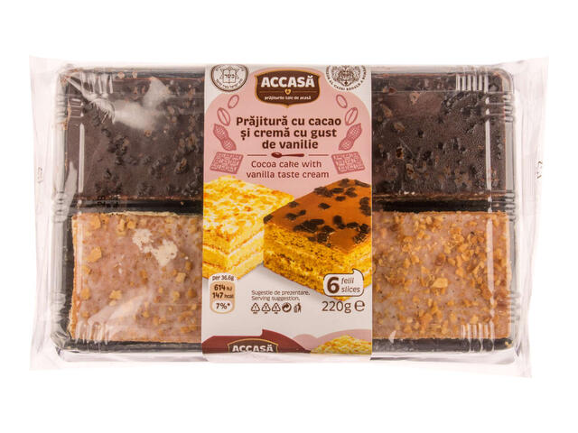 Accasa prajitura cu cacao si crema vanilie 220 g