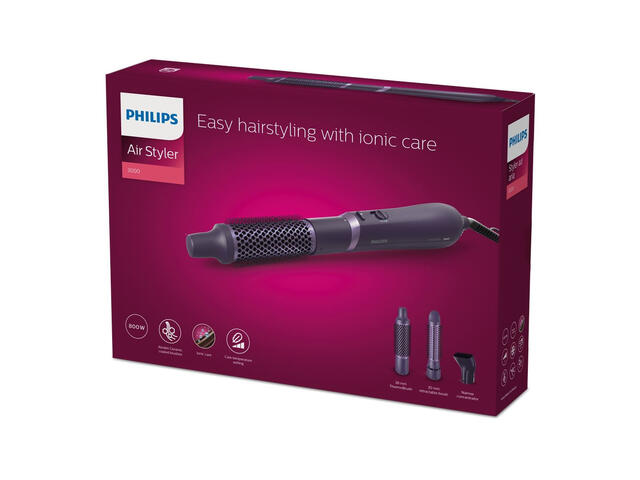 Perie cu aer cald Philips BHA305/00, 800W, 2 trepte de viteza, mov